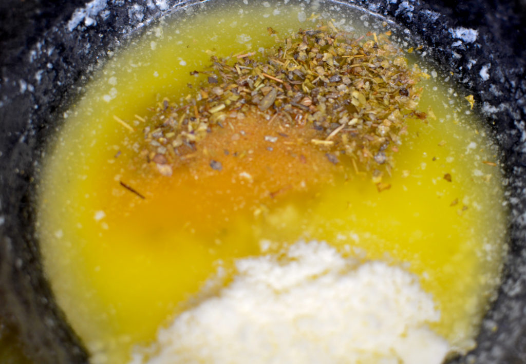 Melted butter with seasoning